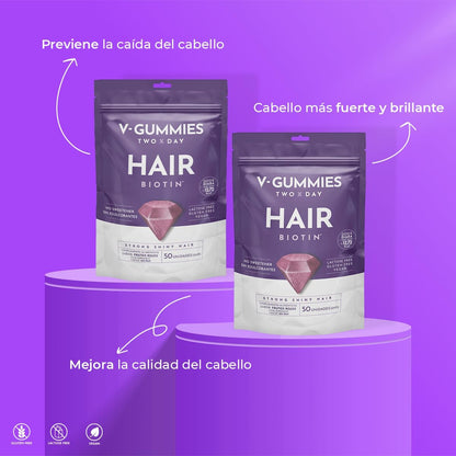 Pack 3 HAIR V-Gummies | Frena la Caída Capilar y Estimula el Crecimiento del Pelo