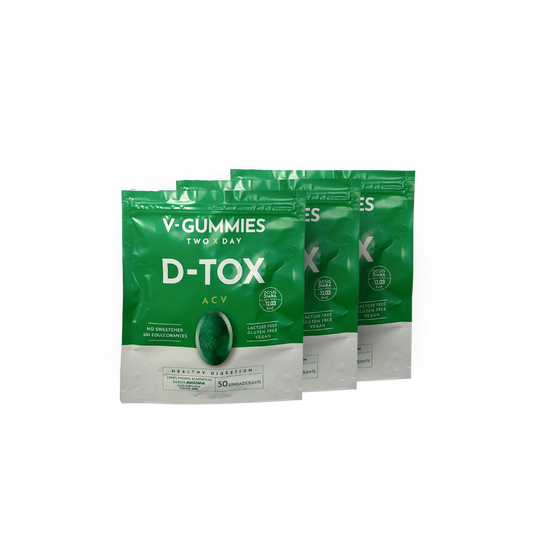 Pack 3 DTOX V-Gummies | Gominolas Vinagre de Manzana y Jengibre para Salud Digestiva