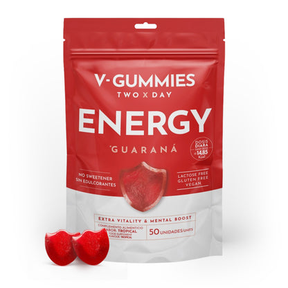 ENERGY V-Gummies | Gominolas Con Guaraná, Cafeína y Vitamina C | Energía para el Día