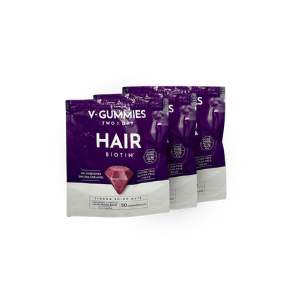 Pack 3 HAIR V-Gummies | Frena la Caída Capilar y Estimula el Crecimiento del Pelo