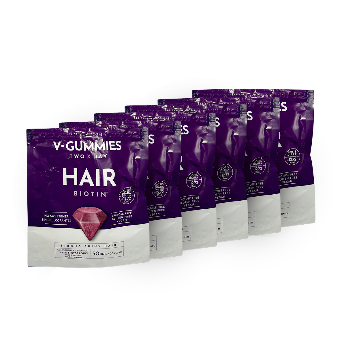 Pack 6 HAIR V-Gummies | Frena la Caída Capilar y Estimula el Crecimiento del Pelo